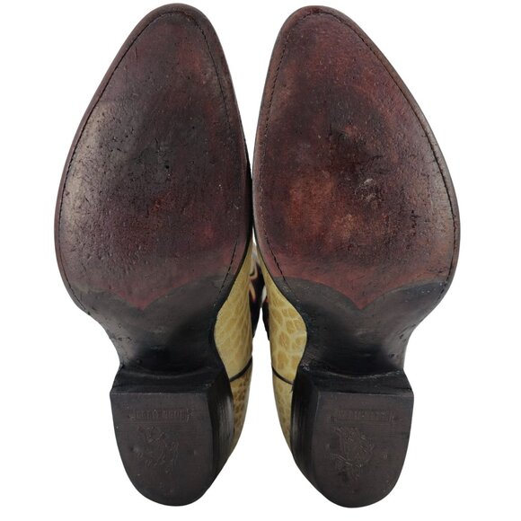 Bull Rider Men 9.5 Unique Color Golden Yellow Brown Leather Cowboy Western Boots - Picture 3 of 16